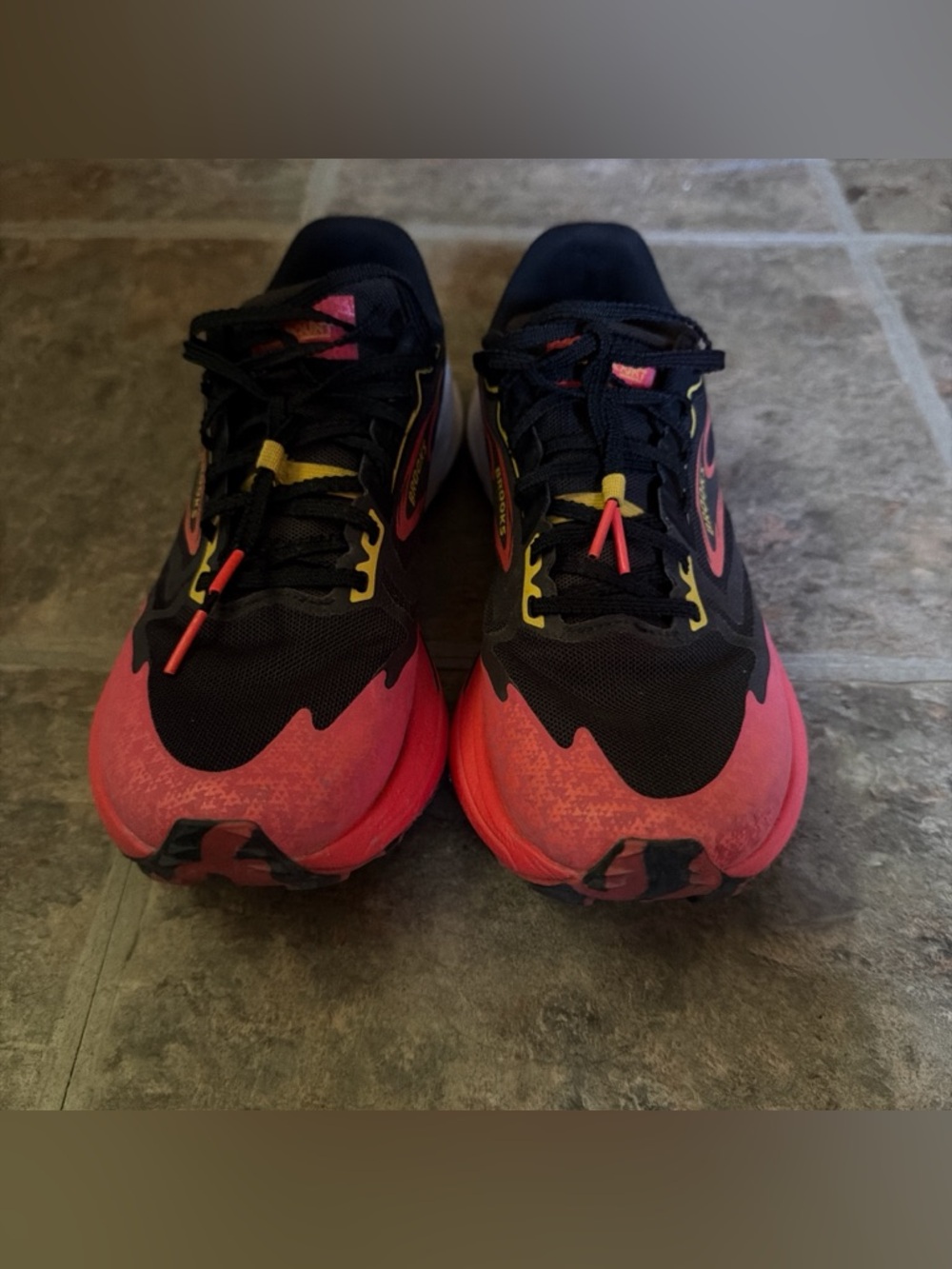 Black and Pink Brooks Athletic Running Shoes